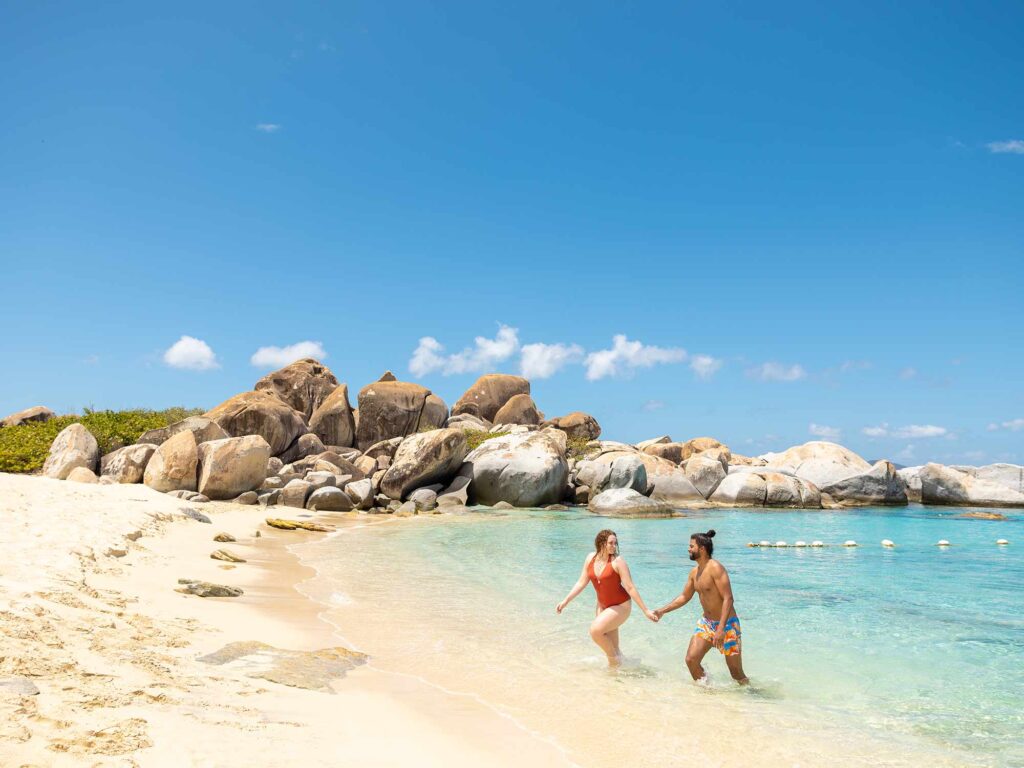 Couple walking on the beach