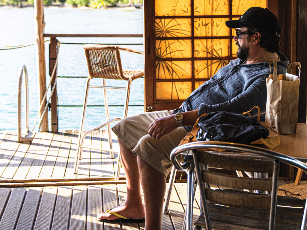 Person relaxing in a chair