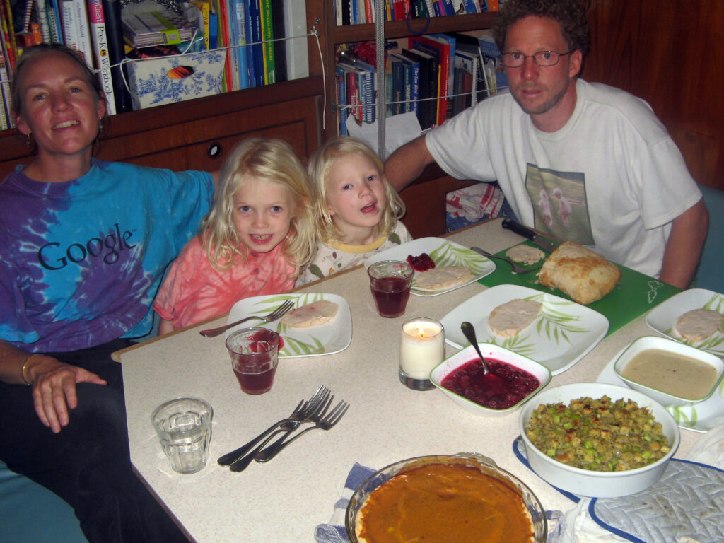 Gifford family first Thanksgiving as cruisers, 2008