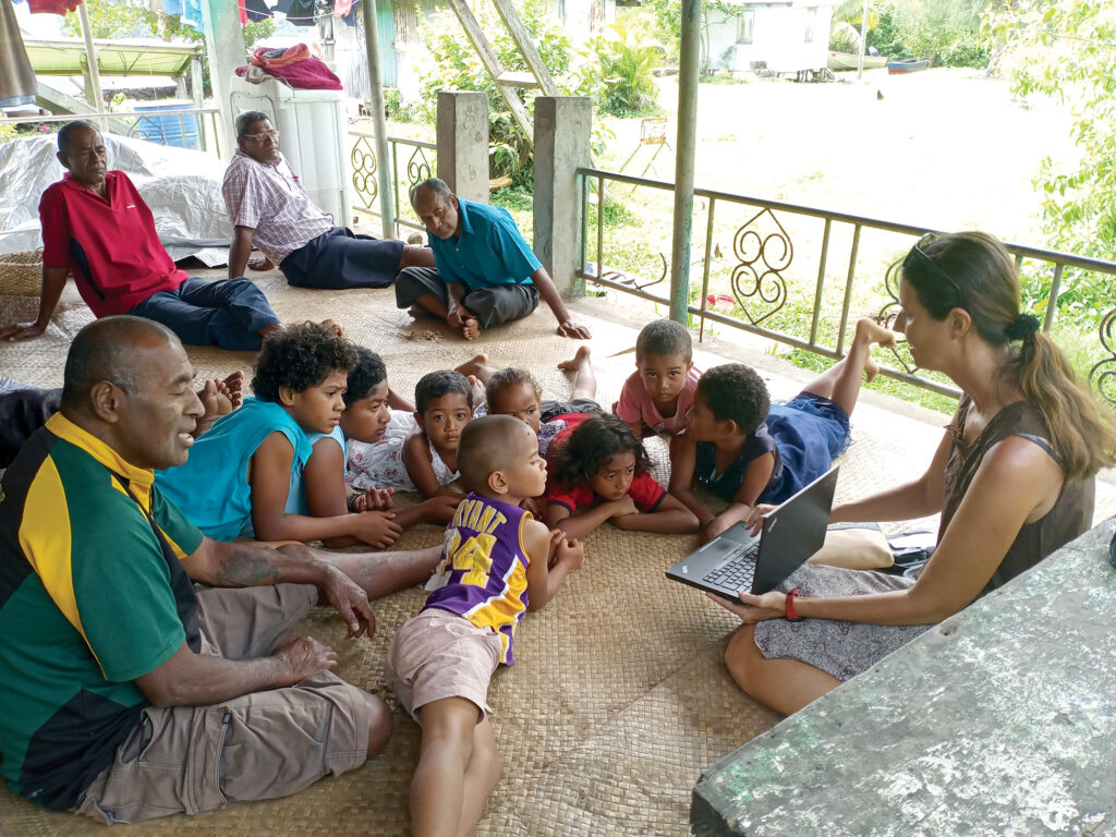 The author with villagers