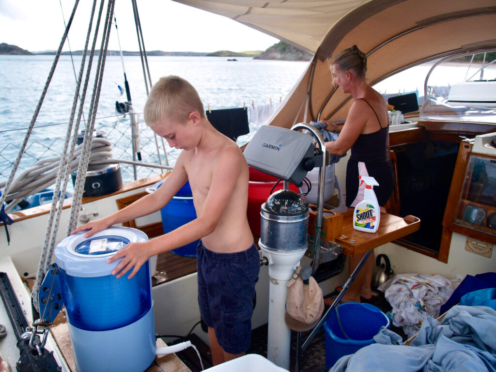 family doing laundry