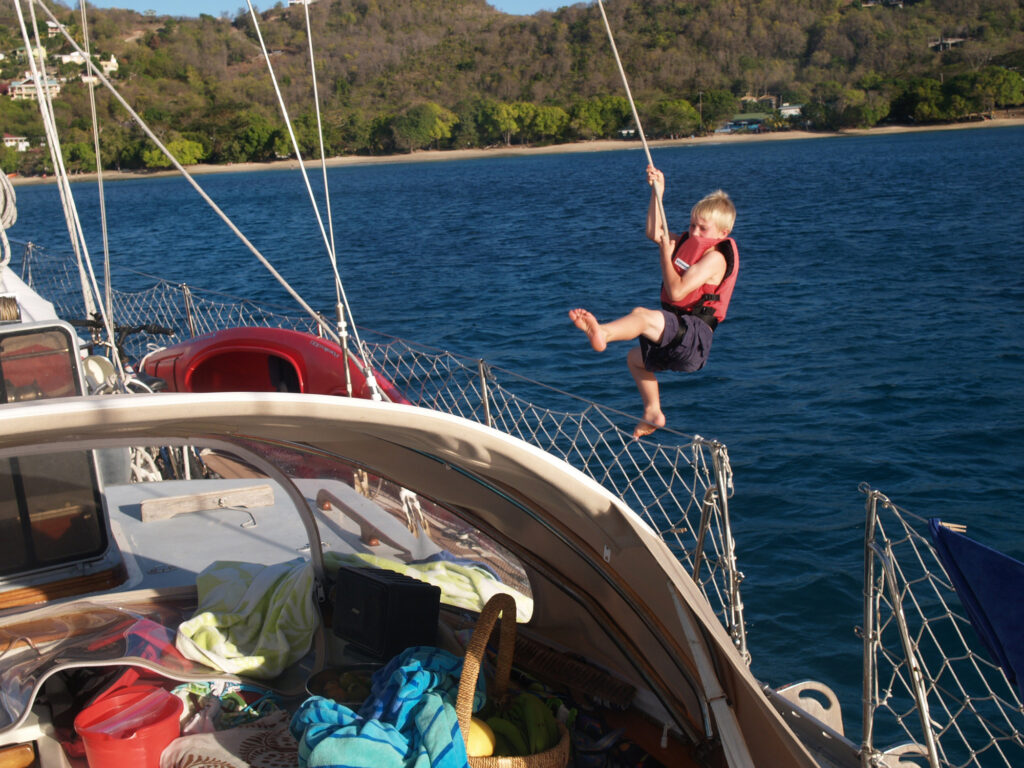 Swinging in the rigging