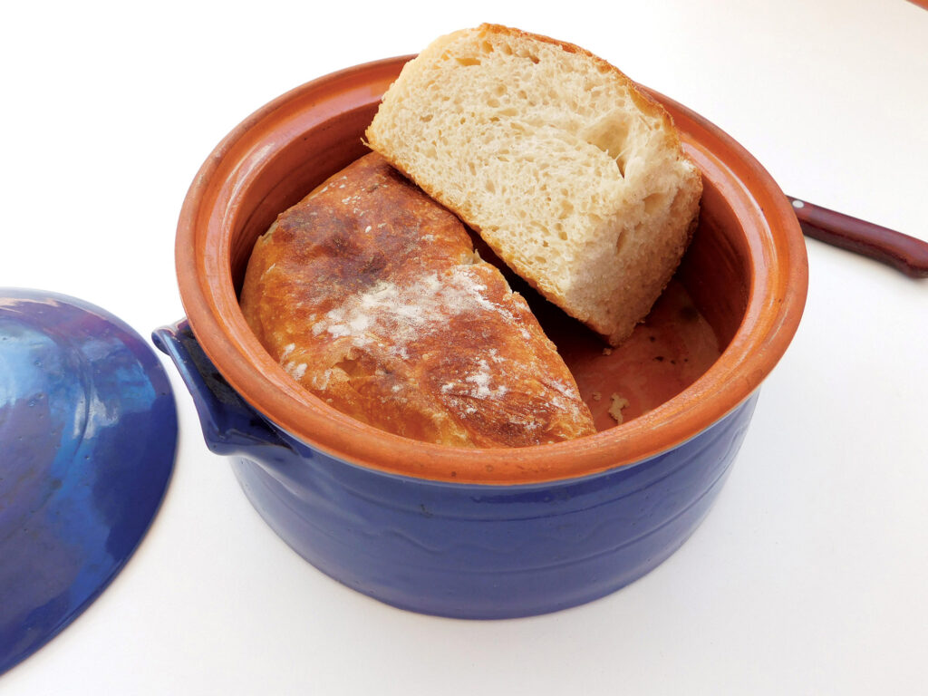 Homemade bread in a dish