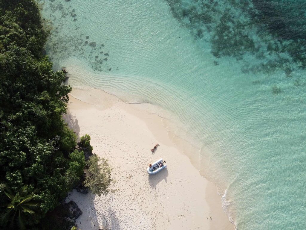 Aerial view of island in the Kingdom of Tonga