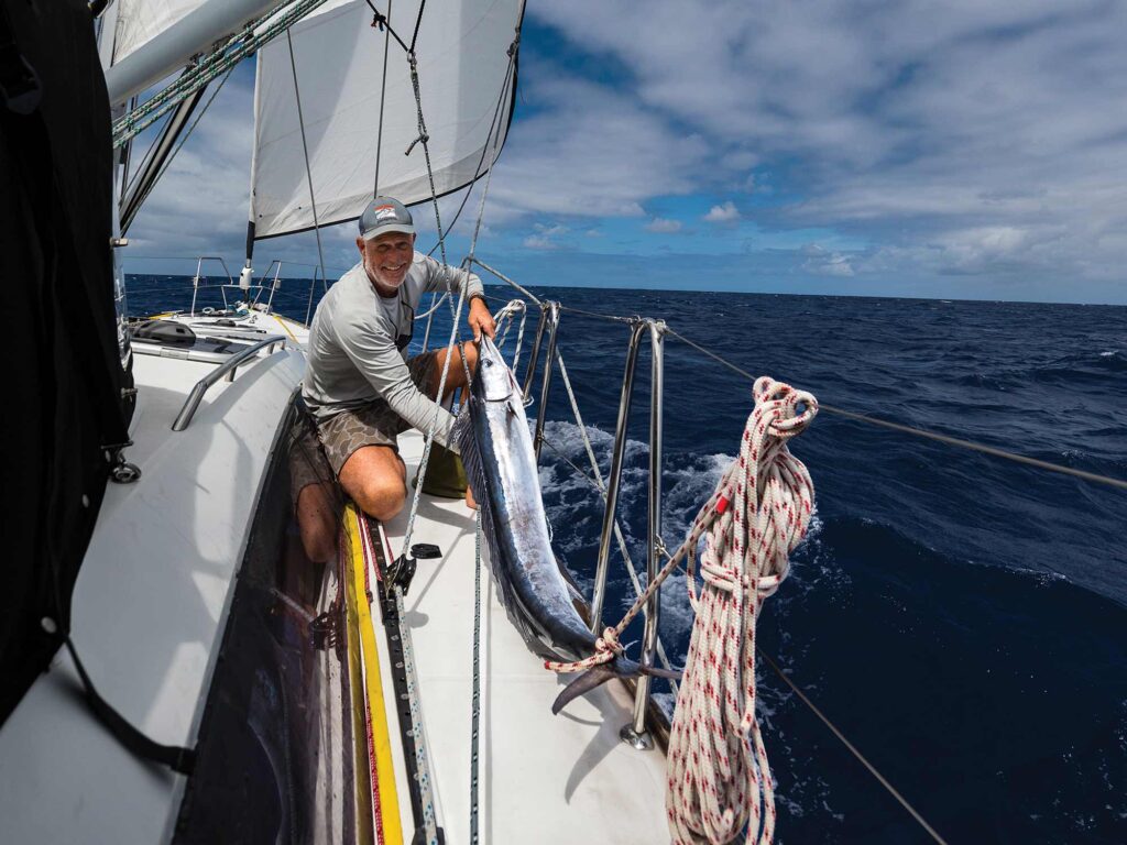 Fishing off of a sailboat