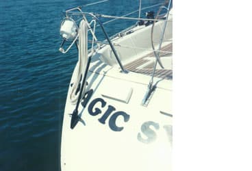 Ampair towed water generators on stern Ampair towed water generators on stern