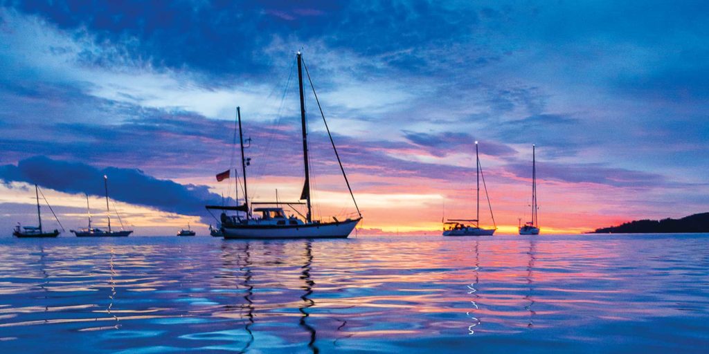 Sailboats at twilight