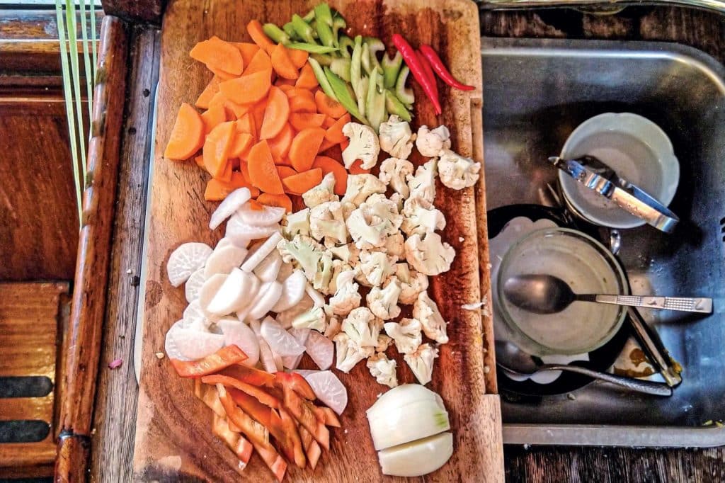 sliced food on a cutting board