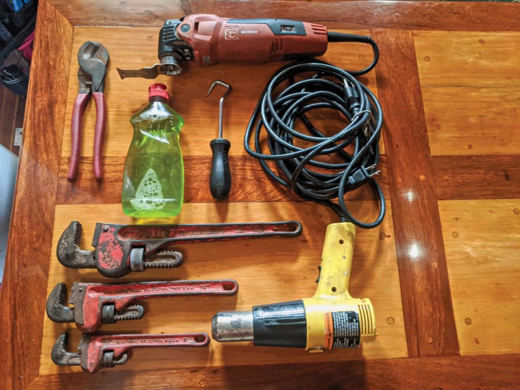 Sailor's tools laid out on a table