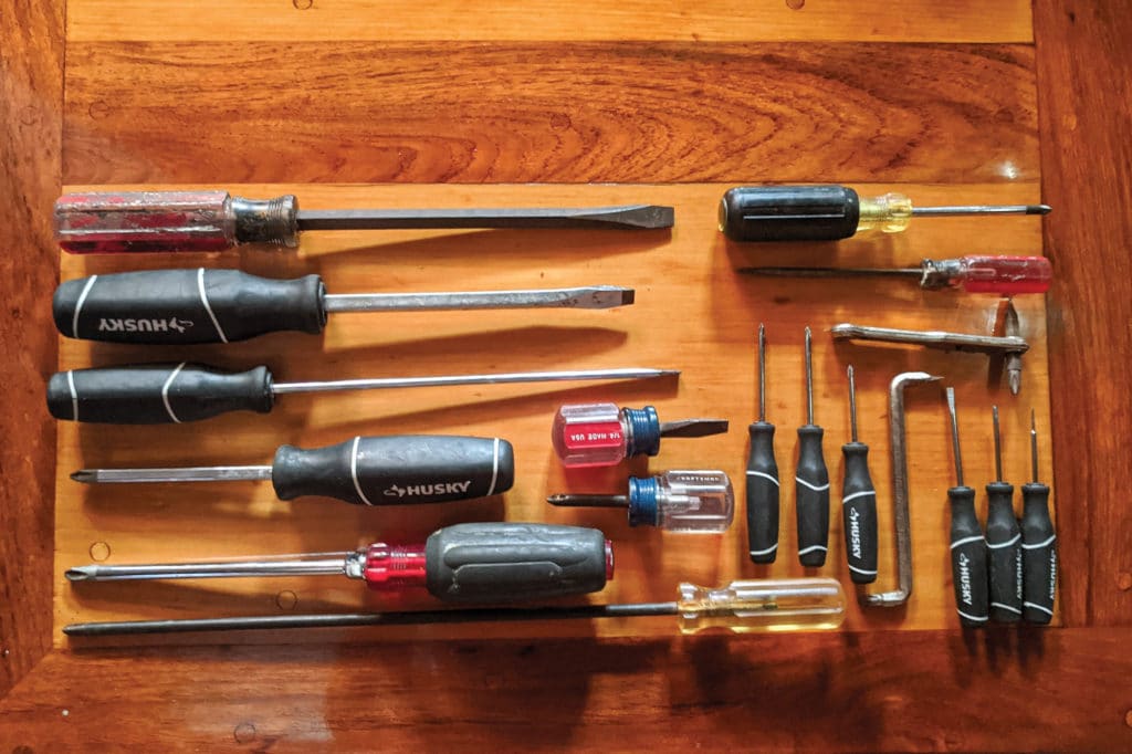 Sailor's tools laid out on a table