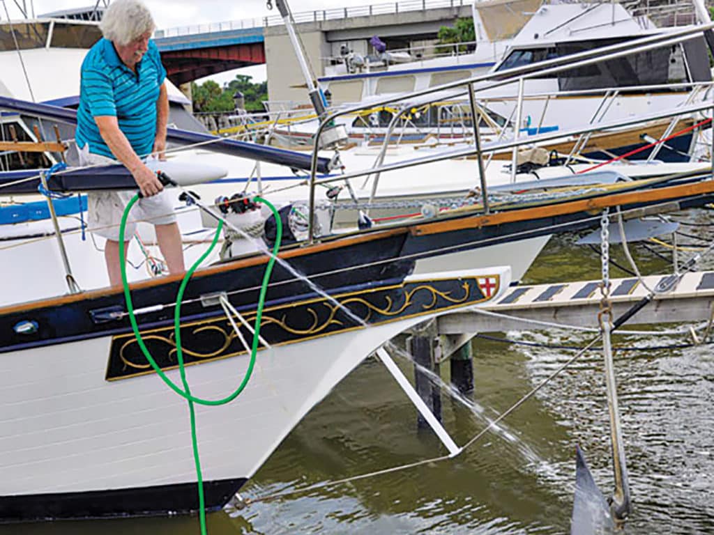 DIY sailboat deck-wash system