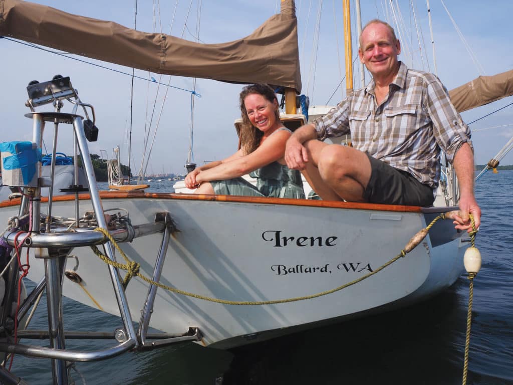 Peter and Ginger Niemann on the sailboat Irene.