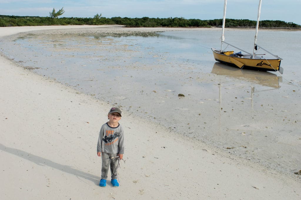 Exploring beaches during the trip.