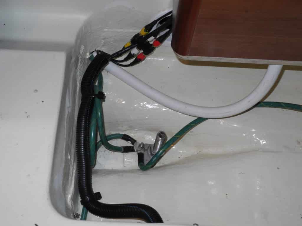 Sailing SV Canna - Wire chase in the bilge is done and wires are in place.