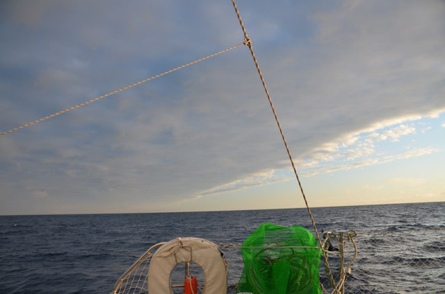 The weather was a big part of our crossing from Chile to the Falklands.  The biggest.  We bought ourselves a little luck by leaving when we did and taking the chance to move fast when we could and found ourselves just south of a little low pressure system. All day on the second day of the crossing we could watch the edge of the low (above).  On the south side we had gentle southeasterlies, and then when the low had passed us by we finished with southwesterlies.  Perfect.