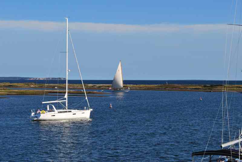 Siren, a New York 32, sails into the picturesque harbor at Cuttyhunk, which lies at the tip of Massachusetts’ Elizabeth Islands.