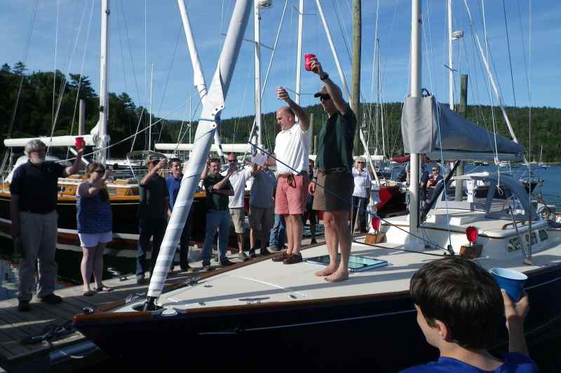 Their speeches complete, Doug Metchick urged everyone to grab a beverage, pour a dollop to Poseidon and then raised a toast for the M Series. The only thing more anyone could have asked for was to go for a sail.