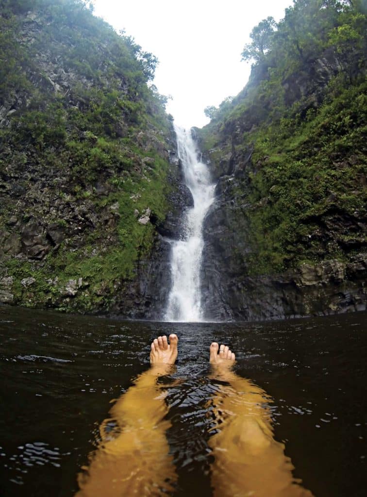 Sarah Suhich at the Sacred Waterfall on Molokai