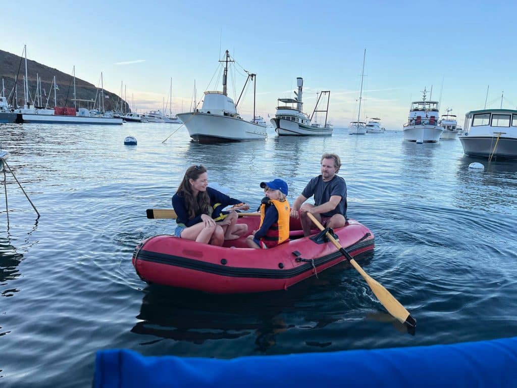 paddling in a dinghy