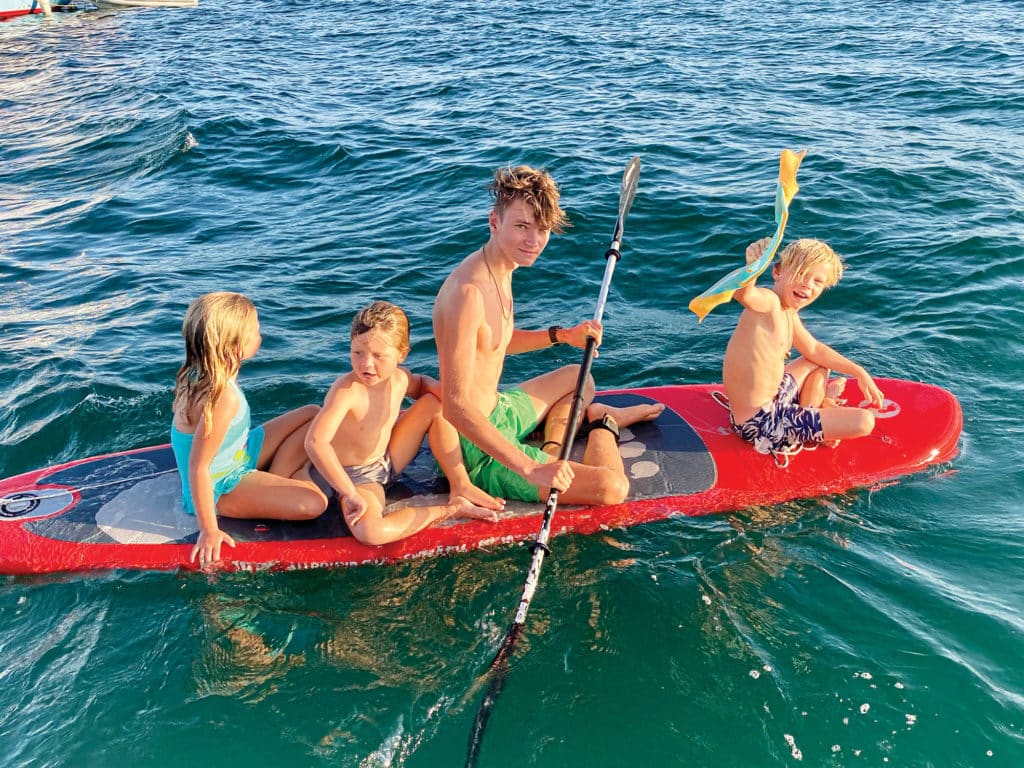 Kids paddleboarding