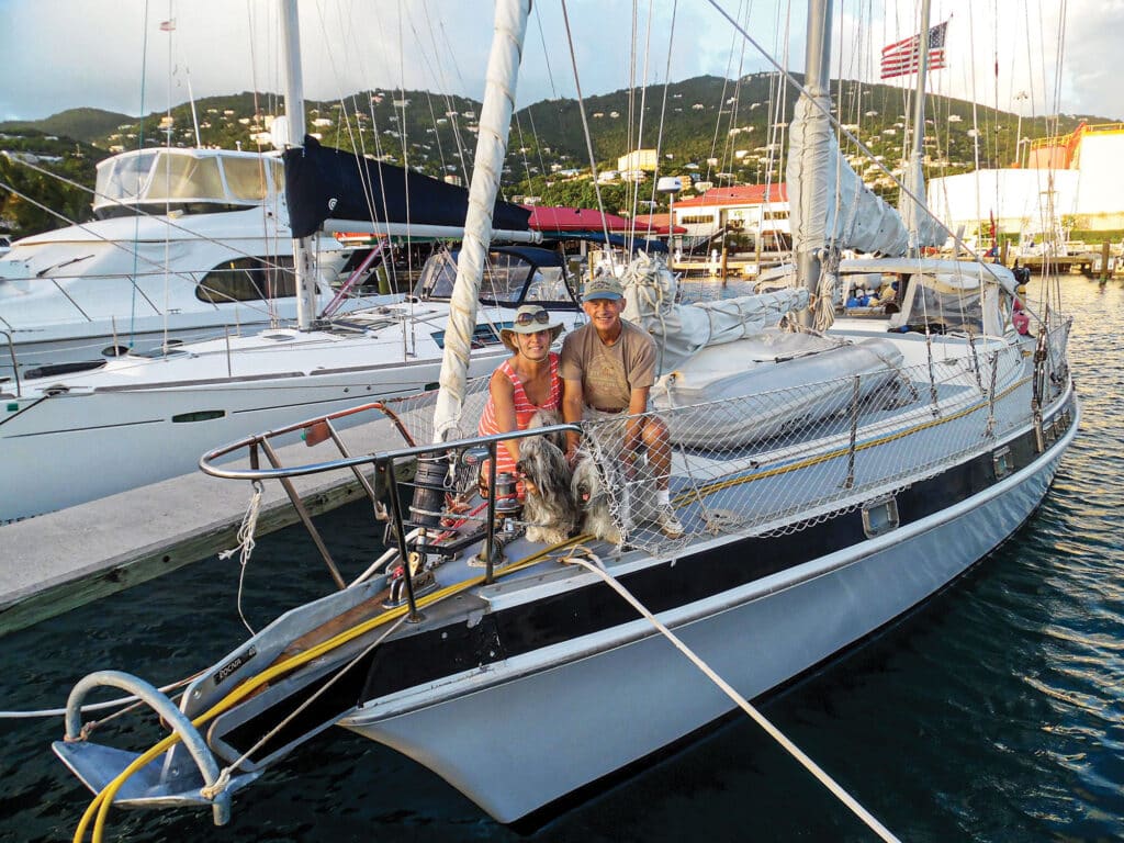 The author with husband and their dogs in USVI