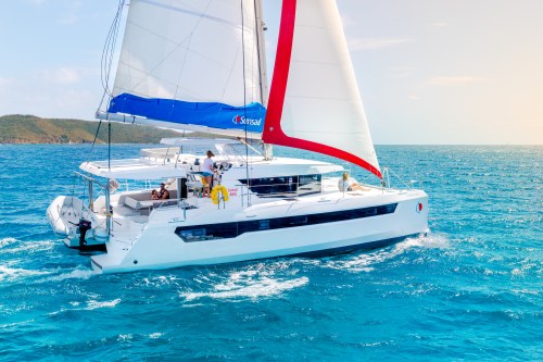 Sunsail charter boat in the water