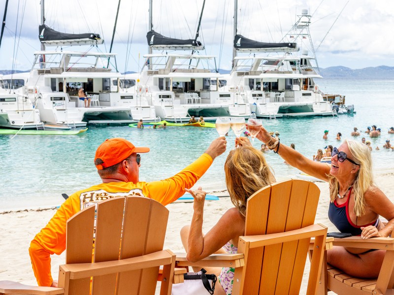 Drinks at a beach bar on a charter trip