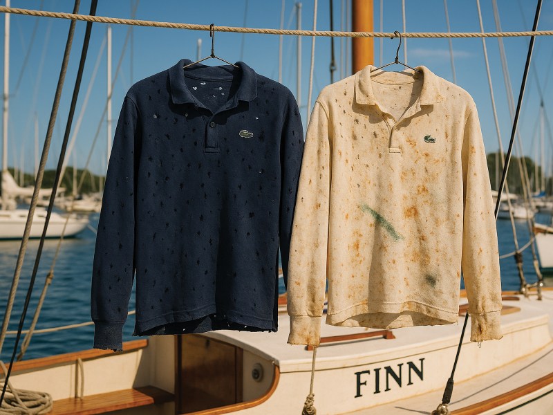 shirts Two shirts hanging on a line on a sailboat
